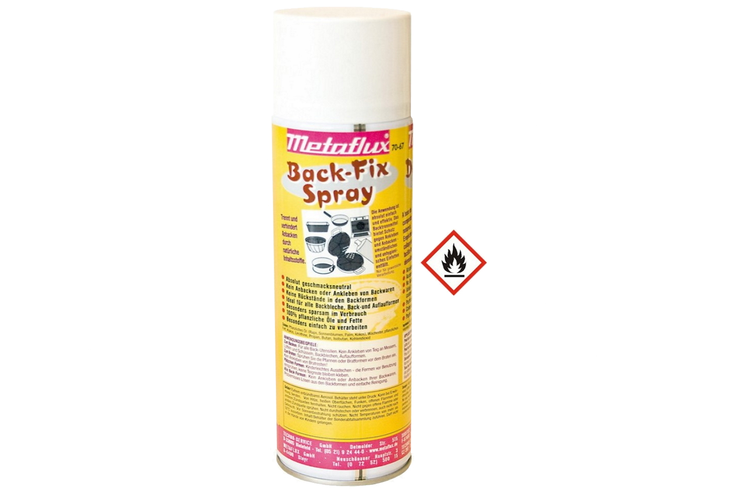 Back- und Kochspray | Ölspray zum Kochen | Metaflux Back-Fix-Spray 500ml