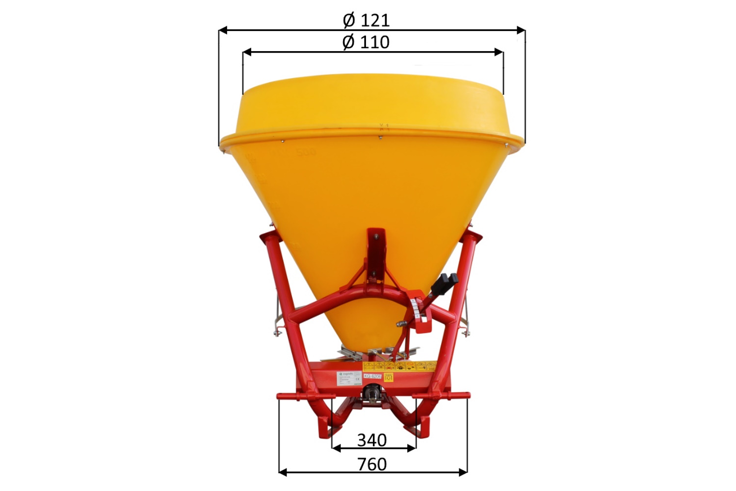 Salzstreuer | 650 Liter | Düngerstreuer | Universalstreuer | Trichterstreuer für Traktor - 2
