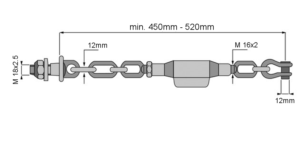 Stabilisatorkette Unterlenker 580mm - 2